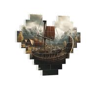 Building Brick Puzzles Heart Old Viking Boat_78819509 Building Block Puzzle Jigsaws for Adults Personalized Photo Block Puzzle Home Decor 3D Brick Puzzle for Women Men
