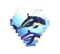 Building Brick Puzzles Heart Orca Killer Whale Building Block Puzzle Jigsaws for Adults Personalized Photo Block Puzzle Home Decor 3D Brick Puzzle for Women Men