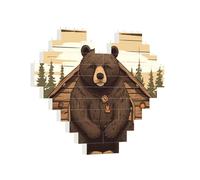 Building Brick Puzzles Heart Rustic Lodge Bear Building Block Puzzle Jigsaws for Adults Personalized Photo Block Puzzle Home Decor 3D Brick Puzzle for Women Men