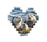 Building Brick Puzzles Heart Sea Otters Building Block Puzzle Jigsaws for Adults Personalized Photo Block Puzzle Home Decor 3D Brick Puzzle for Women Men