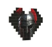 Building Brick Puzzles Heart Spartan Warrior Helmet Building Block Puzzle Jigsaws for Adults Personalized Photo Block Puzzle Home Decor 3D Brick Puzzle for Women Men