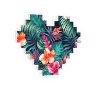 Building Brick Puzzles Heart Tropical Floral Leaves Building Block Puzzle Jigsaws for Adults Personalized Photo Block Puzzle Home Decor 3D Brick Puzzle for Women Men
