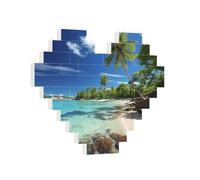 Building Brick Puzzles Heart Tropical Paradise Building Block Puzzle Jigsaws for Adults Personalized Photo Block Puzzle Home Decor 3D Brick Puzzle for Women Men