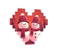 Building Brick Puzzles Heart Two Snowmen Together Building Block Puzzle Jigsaws for Adults Personalized Photo Block Puzzle Home Decor 3D Brick Puzzle for Women Men