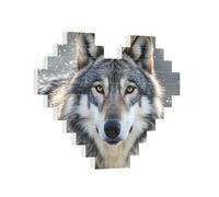 Building Brick Puzzles Heart Wild Wild Gray Wolf Building Block Puzzle Jigsaws for Adults Personalized Photo Block Puzzle Home Decor 3D Brick Puzzle for Women Men