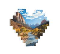 Building Brick Puzzles Heart Zion national park Building Block Puzzle Jigsaws for Adults Personalized Photo Block Puzzle Home Decor 3D Brick Puzzle for Women Men