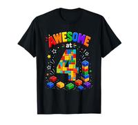 Building Bricks 4th Birthday Boy 4 Four Year Master Builder T-Shirt