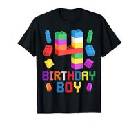 Building Bricks 4th Birthday Boy 4 Four Year Master Builder T-Shirt