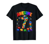 Building Bricks 7th Birthday Boy 7 Seven Year Master Builder T-Shirt