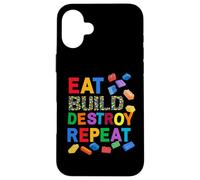Building Bricks Eat Build Destroy Repeat Master Builder Case for iPhone 16 Plus