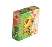 Building Cubes - Style Logic Puzzle Game, Wooden Learning Activity Set with Shape Pattern Recognition Challenge Feature, Fine Motor Skill Development Training Tool, Ideal for Preschool Kind