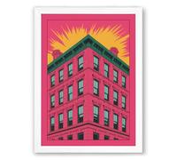 Building in Sunburst Geometric Framed Wall Art Print A2 (59.4×42cm) White, Wall Decor for Living Room, Bedroom, Office & Home, Ready to Hang, Art Gift