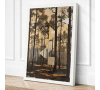 Building in the Woods Modern Canvas Wall Art Print 24x16 Inch (61 x 41 cm)