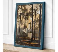 Building in the Woods Modern Canvas Wall Art Print 24x16 Inch (61 x 41 cm)