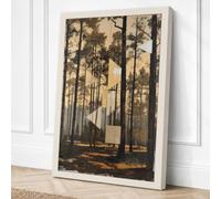 Building in the Woods Modern Canvas Wall Art Print 24x16 Inch (61 x 41 cm)