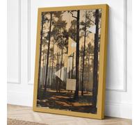 Building in the Woods Modern Canvas Wall Art Print 36x24 Inch (91 x 61 cm)