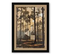 Building in the Woods Modern Framed Wall Art Print A1 (84.1×59.4cm) Black, Wall Decor for Living Room, Bedroom, Office & Home, Ready to Hang, Art Gift