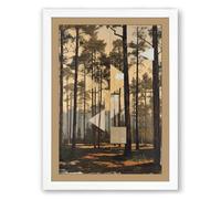 Building in the Woods Modern Framed Wall Art Print A3 (42×29.7cm) White, Wall Decor for Living Room, Bedroom, Office & Home, Ready to Hang, Art Gift