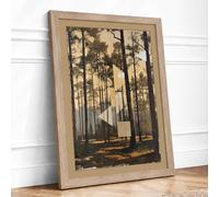 Building in the Woods Modern Framed Wall Art Print A4 (29.7×21cm) Oak, Wall Decor for Living Room, Bedroom, Office & Home, Ready to Hang, Art Gift