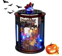 Building Kit, Miniature, Wooden Puzzle Bookends With LED Light, Art Bookshelf Insert Decor, Room Model Kit, Ideal For For Adult & Child Building