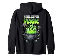 Building Magic Brick Builder Halloween Brick Or Treat Witch Zip Hoodie