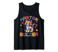 Building Master Build Blocks -Kids Girls Cat Lover Toy Tank Top