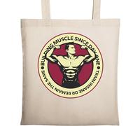 Building Muscle Since Day One Train Insane Or Remain The Same Bodybuilder Flex Natural Ecological Cotton Tote Bag Beige