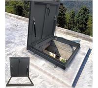 Building Roof Access Hatch, Basement Exit Caps with Latch Lock Aluminum Alloy Roof Escape Hatch Rooftop Hatch Cover Plate Modern Metal Steel Security Door(100x100cm/39.4x39.4in)