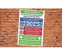 Building Site Safety Sign Warning Notice Rules Sign Self Adhesive Gloss Decal Sticker A3 420mm x 297mm V4