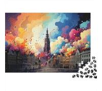 Building Street Tower 500pcs Mini Puzzle For Adults Challenging | 52x38cm Cardboard Home Decor Smooth Surface Birthday Gift Brain Training