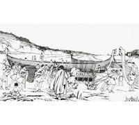 Building the ships for the Norman invasion of England by William the Conqueror 1066 after the Bayeux Tapestry. From Everday Life in Anglo-Saxon Viking and Norman Times published 1926. Poster Print by