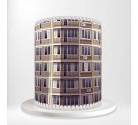 Building Windows Architecture Urban Town Flats Wrap Around Print A4 Edible Paper Icing Sheet Cake Topper Side Ribbon Border Decor for Personalised Themed Decorations