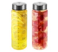 BuildLife Plastic Water Bottle with Stainlesss Steel Lid, 500ML Reusable Tritan Drinking Bottles BPA-Free Leak Proof Beverage Juice Container for School Office Sports (2pcs 500ml)