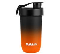 BuildLife Shaker Bottle, 600ML Tritan Protein Shaker Water Bottle, Shakes Cup with Strainer for Protein Powder Supplement Smoothie Quiet Mixing, Lump-Free Dishwasher Safe (BlackOrange)