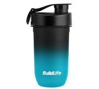 BuildLife Shaker Bottle, 600ML Tritan Protein Shaker Water Bottle, Shakes Cup with Strainer for Protein Powder Supplement Smoothie Quiet Mixing, Lump-Free Dishwasher Safe (BlackBlue)