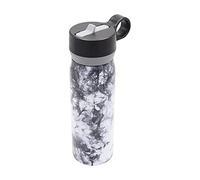 BUILT 20 Ounces Wide Mouth Cascade Double Wall Vacuum Insulated Stainless Steel Bottle with Straw Lid, Black and White Nightfall Tie Dye