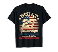 Built 27 Years Ago Funny 27th Birthday USA Flag 4th of July T-Shirt