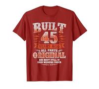 Built 45 Years Ago - All Parts Original Funny 45th Birthday T-Shirt, Men, Cranberry Red, Medium