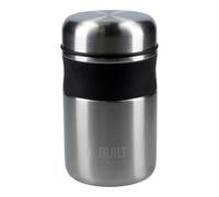 BUILT Double Wall Vacuum Insulated Food Flask for Hot and Cold Foods, Stainless Steel, Silver, 490 ml