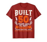 Built 50 Year Ago Funny Saying 50th Birthday Vintage T-Shirt, Men, Cranberry Red, Large