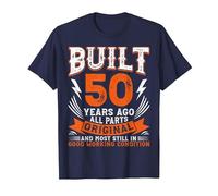 Built 50 Year Ago Funny Saying 50th Birthday Vintage T-Shirt, Men, Navy Blue, XX-Large