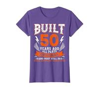 Built 50 Year Ago Funny Saying 50th Birthday Vintage T-Shirt, Women, Purple Heather, X-Small