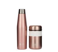 Built Apex 2 Piece Insulated Water Bottle & Food Flask Lunch Set, Rose Gold