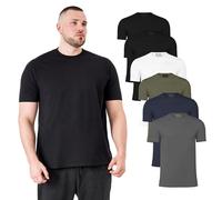 BUILT DIFFERENT Big Guy 6-Pack Men’s Big & Tall T-Shirts - Premium Crew Neck in Black, Khaki, White, Navy, Carbon - Buttery Soft Cotton Blend, Sizes XL to 5XL