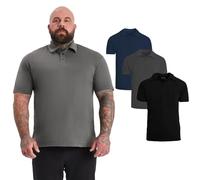 BUILT DIFFERENT Essentials Polo 3-Pack for Big & Tall Men - Carbon, Navy & Black, Premium Fit, Soft Cotton-Poly Blend, Muscle Defining, Sizes XL-5XL