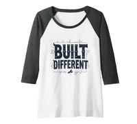 Built Different: Unique Blueprint for Success Raglan Baseball Tee, Women, Dark Heather/White, XXL