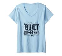 Built Different: Unique Blueprint for Success V-Neck T-Shirt, Women, Baby Blue, XXL