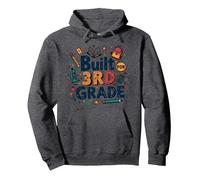 Built for 3rd Grade: School Essentials Adventure Pullover Hoodie, Adult Unisex, Dark Heather Grey, XL