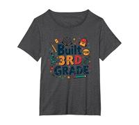 Built for 3rd Grade: School Essentials Adventure T-Shirt, Women's Plus, Dark Heather Grey, 6X