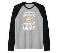 Built for Horse Racing Stuck at Work Funny Rider Raglan Baseball Tee